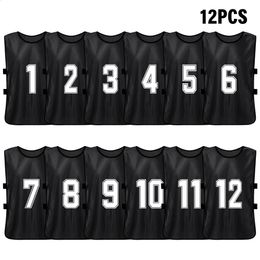 6/12 PCS Adults Soccer Pinnies Quick Drying Football Team Jerseys Sports Soccer Team Training Numbered Bibs Practice Sports Vest 260202